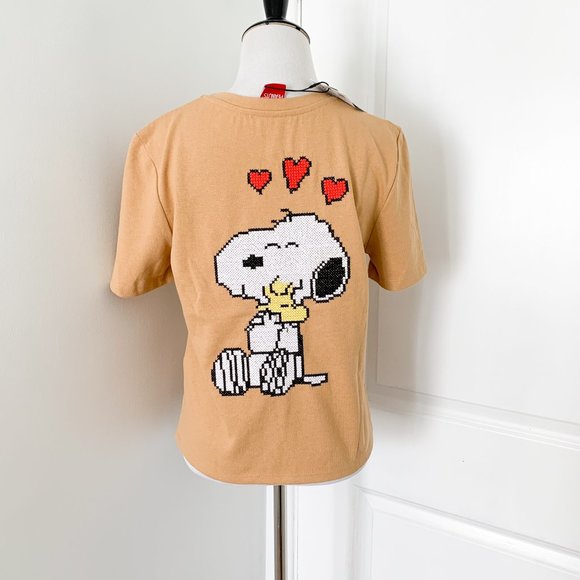Zara Tops - ZARA SNOOPY PEANUTS KNIT DETAILS T-SHIRT